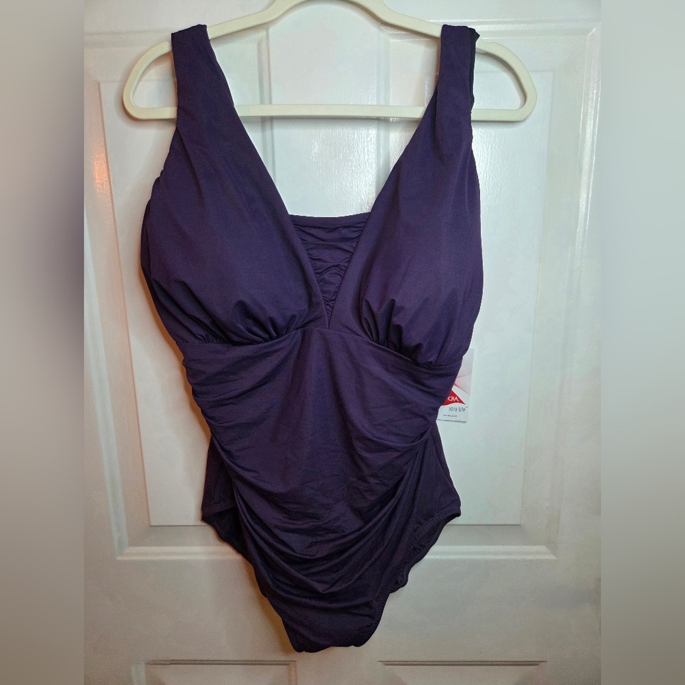 Lands' End Purple Women's One Piece Swimsuit